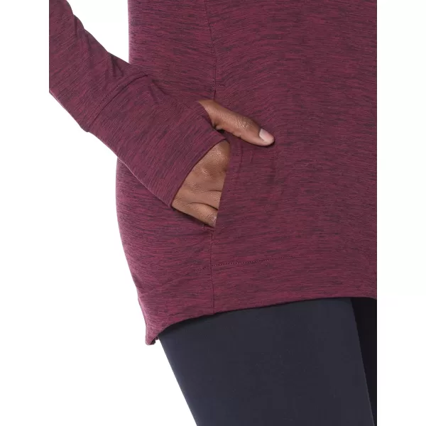 Amazon Essentials Womens Brushed Tech Stretch Popover Hoodie Available in Plus SizeBurgundy Space Dye