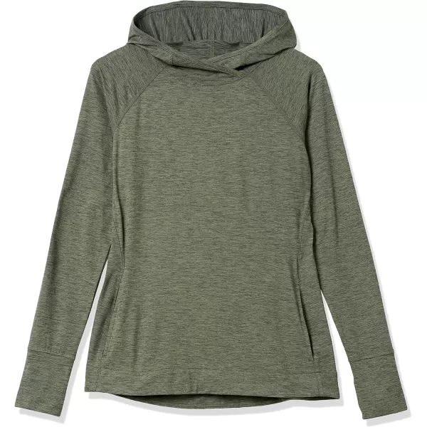 Amazon Essentials Womens Brushed Tech Stretch Popover Hoodie Available in Plus SizeDark Green Space Dye