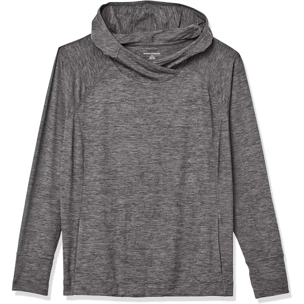 Amazon Essentials Womens Brushed Tech Stretch Popover Hoodie Available in Plus SizeDark Grey Space Dye