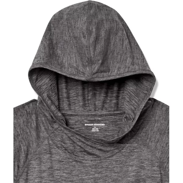 Amazon Essentials Womens Brushed Tech Stretch Popover Hoodie Available in Plus SizeDark Grey Space Dye