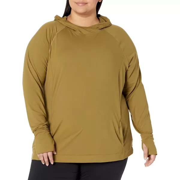 Amazon Essentials Womens Brushed Tech Stretch Popover Hoodie Available in Plus SizeLight Olive