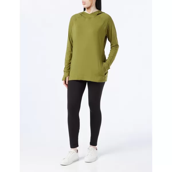 Amazon Essentials Womens Brushed Tech Stretch Popover Hoodie Available in Plus SizeLight Olive