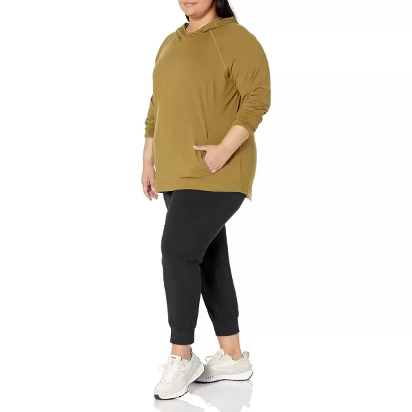 Amazon Essentials Womens Brushed Tech Stretch Popover Hoodie Available in Plus SizeLight Olive