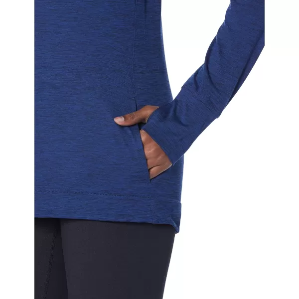 Amazon Essentials Womens Brushed Tech Stretch Popover Hoodie Available in Plus SizeNavy Space Dye