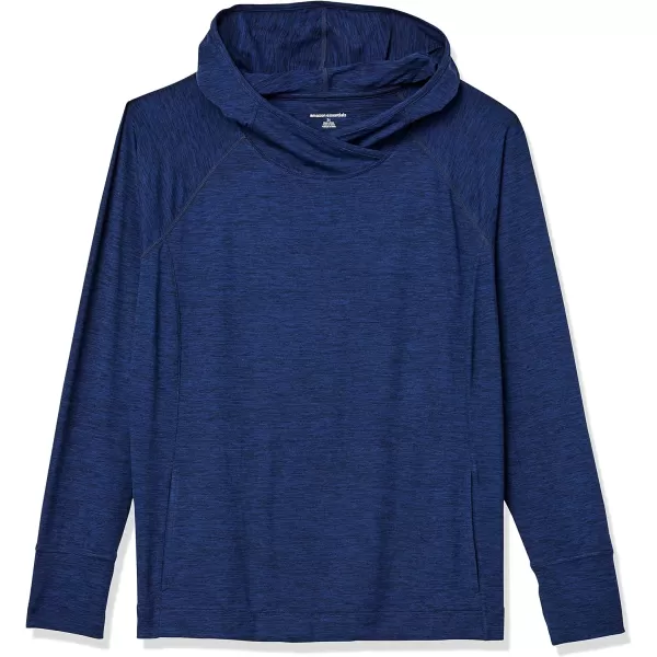 Amazon Essentials Womens Brushed Tech Stretch Popover Hoodie Available in Plus SizeNavy Space Dye