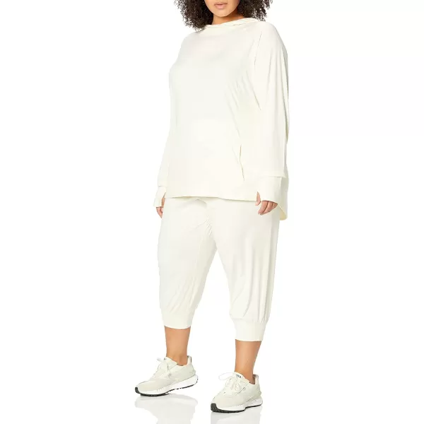 Amazon Essentials Womens Brushed Tech Stretch Popover Hoodie Available in Plus SizeOffwhite