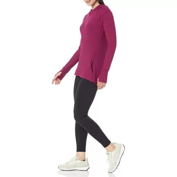 Amazon Essentials Womens Brushed Tech Stretch Popover Hoodie Available in Plus SizePlum