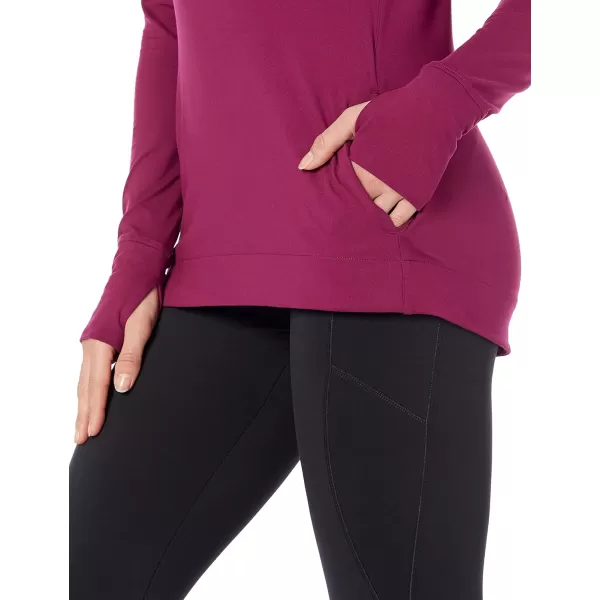 Amazon Essentials Womens Brushed Tech Stretch Popover Hoodie Available in Plus SizePlum