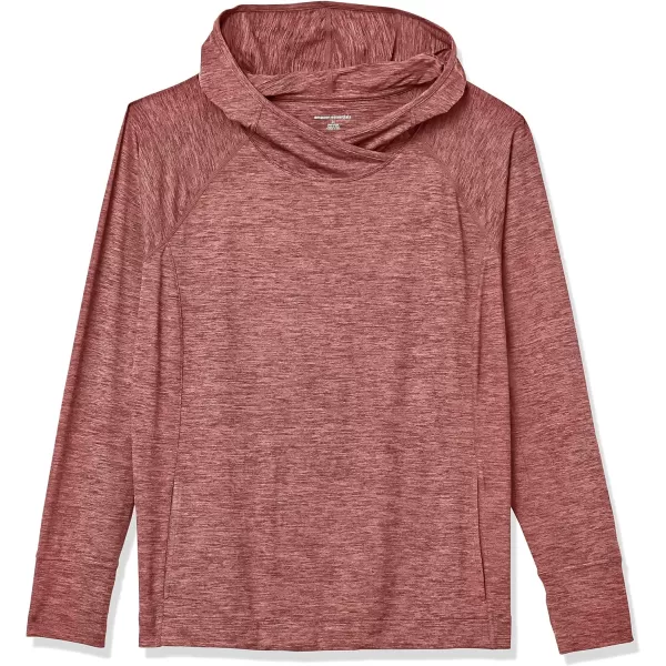 Amazon Essentials Womens Brushed Tech Stretch Popover Hoodie Available in Plus SizePlum Space Dye