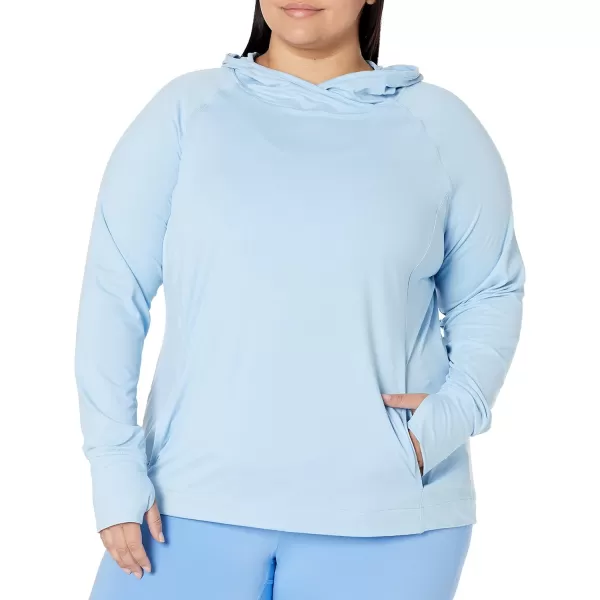 Amazon Essentials Womens Brushed Tech Stretch Popover Hoodie Available in Plus SizePowder Blue