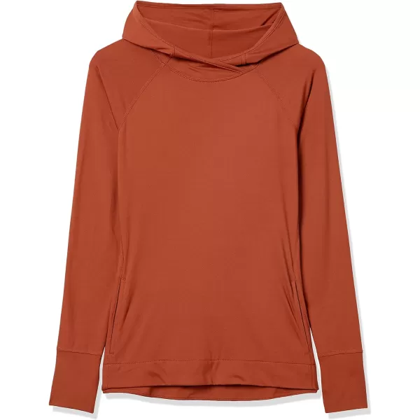 Amazon Essentials Womens Brushed Tech Stretch Popover Hoodie Available in Plus SizeRich Chestnut Brown