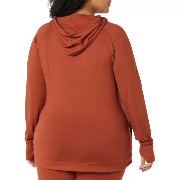 Amazon Essentials Womens Brushed Tech Stretch Popover Hoodie Available in Plus SizeRich Chestnut Brown