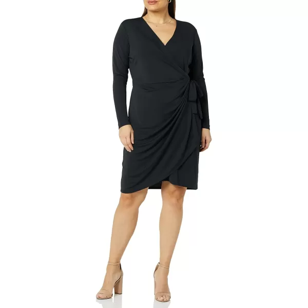 Amazon Essentials Womens Long Sleeve Classic Wrap Dress Available in Plus SizeBlack