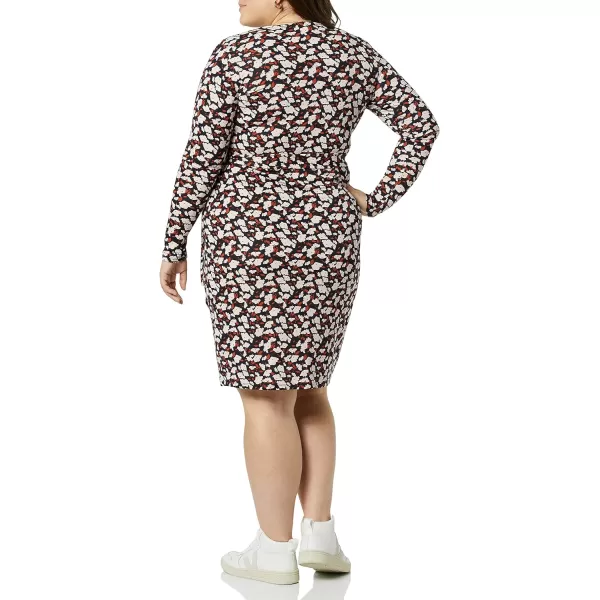 Amazon Essentials Womens Long Sleeve Classic Wrap Dress Available in Plus SizeBlack Floral