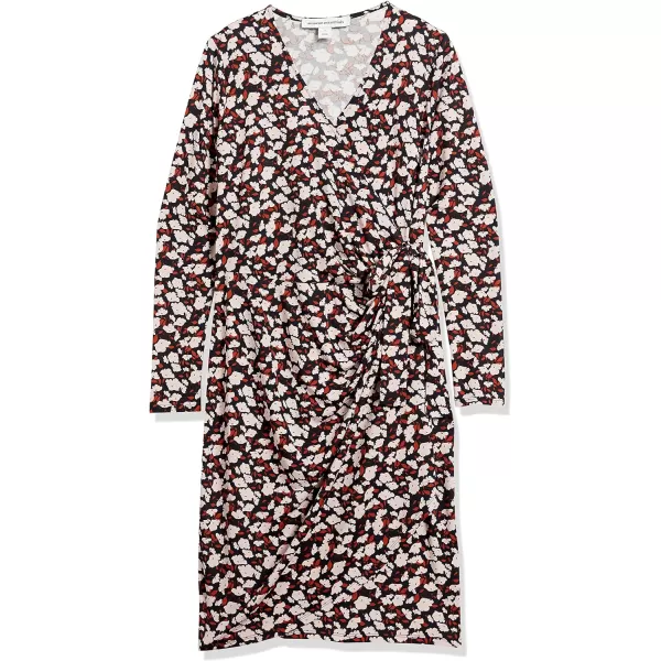 Amazon Essentials Womens Long Sleeve Classic Wrap Dress Available in Plus SizeBlack Floral