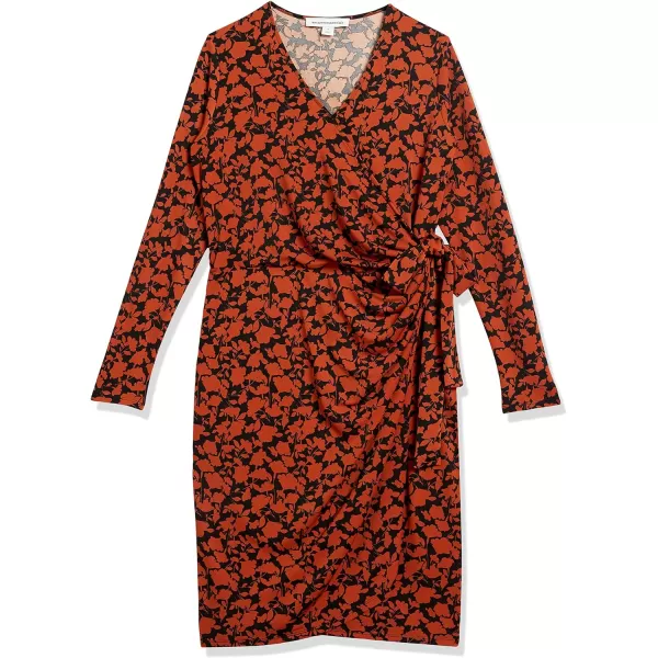 Amazon Essentials Womens Long Sleeve Classic Wrap Dress Available in Plus SizeBlack Floral Print