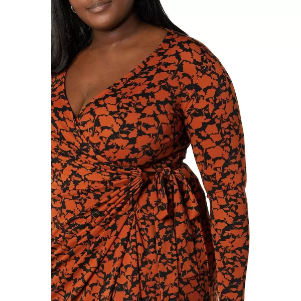 Amazon Essentials Womens Long Sleeve Classic Wrap Dress Available in Plus SizeBlack Floral Print