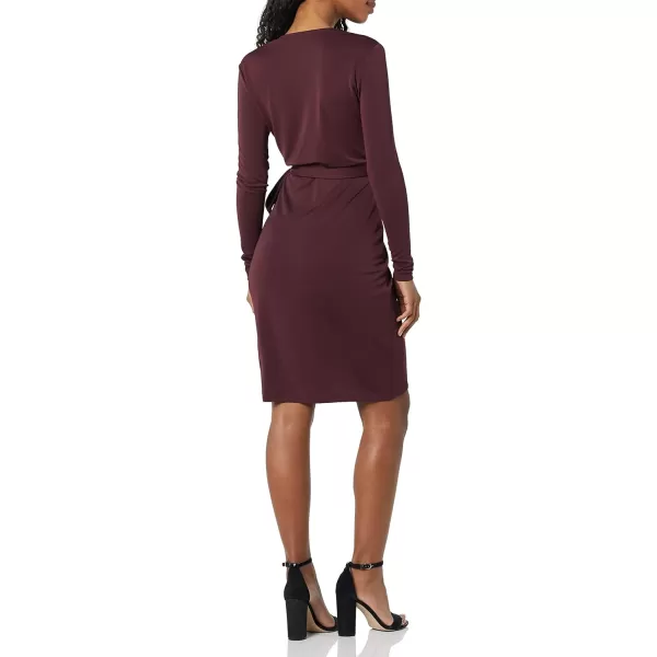 Amazon Essentials Womens Long Sleeve Classic Wrap Dress Available in Plus SizeBurgundy