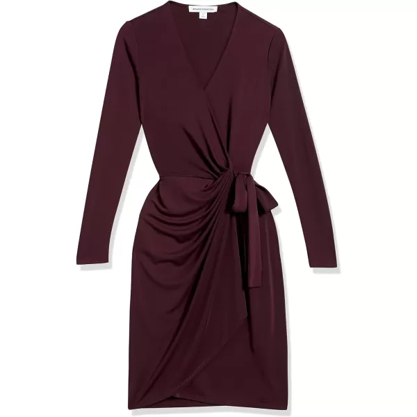 Amazon Essentials Womens Long Sleeve Classic Wrap Dress Available in Plus SizeBurgundy