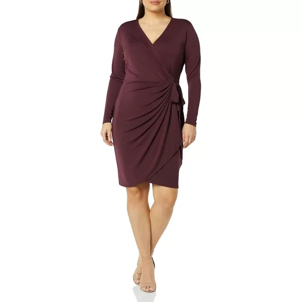 Amazon Essentials Womens Long Sleeve Classic Wrap Dress Available in Plus SizeBurgundy