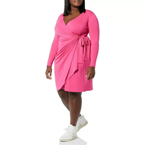 Amazon Essentials Womens Long Sleeve Classic Wrap Dress Available in Plus SizeDark Pink