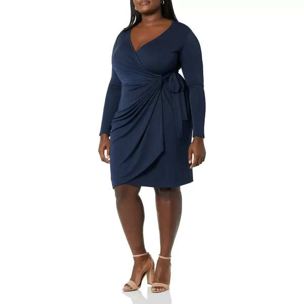 Amazon Essentials Womens Long Sleeve Classic Wrap Dress Available in Plus SizeNavy