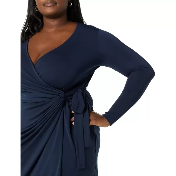 Amazon Essentials Womens Long Sleeve Classic Wrap Dress Available in Plus SizeNavy