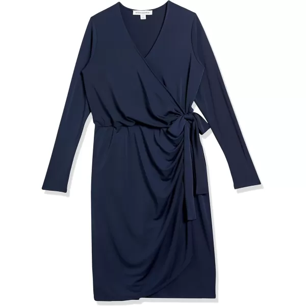 Amazon Essentials Womens Long Sleeve Classic Wrap Dress Available in Plus SizeNavy