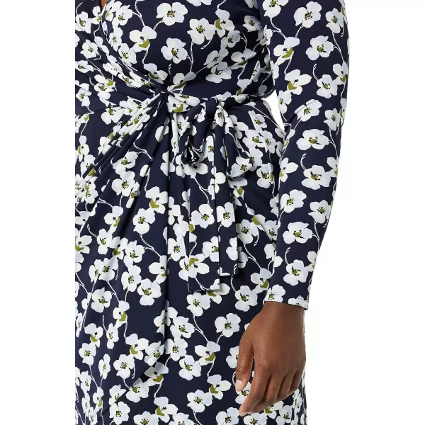 Amazon Essentials Womens Long Sleeve Classic Wrap Dress Available in Plus SizeNavy Flowers