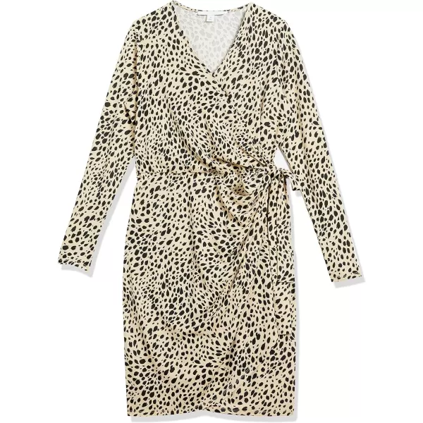 Amazon Essentials Womens Long Sleeve Classic Wrap Dress Available in Plus SizeTan Cheetah