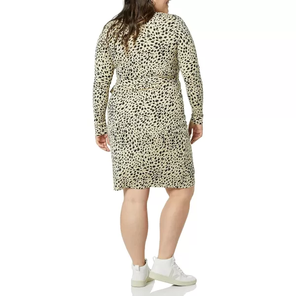 Amazon Essentials Womens Long Sleeve Classic Wrap Dress Available in Plus SizeTan Cheetah