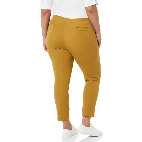 Amazon Essentials Womens SlimFit BiStretch Side Zip Ankle PantDark Camel