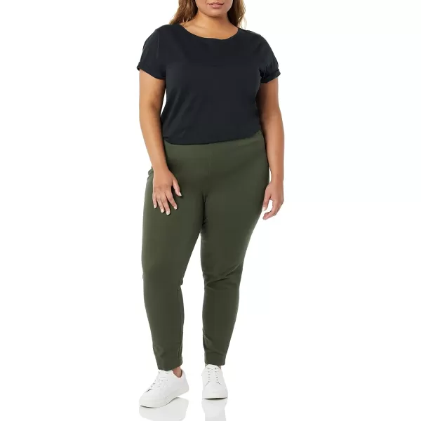 Amazon Essentials Womens SlimFit BiStretch Side Zip Ankle PantDark Green