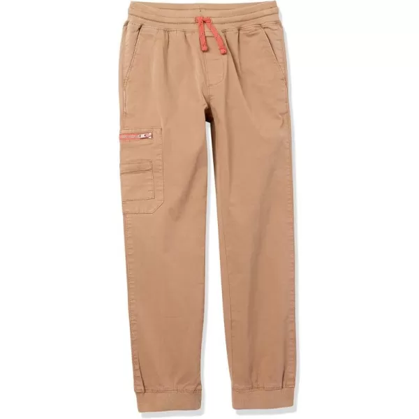 Amazon Essentials Boys Woven ZipPocket Cargo Jogger PantsDark Khaki Brown