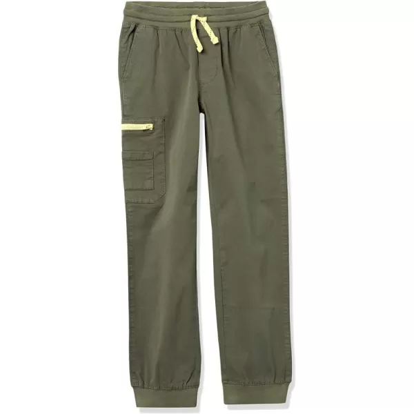 Amazon Essentials Boys Woven ZipPocket Cargo Jogger PantsOlive