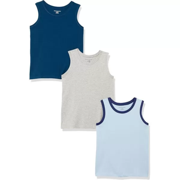 Amazon Essentials Boys and Toddlers Sleeveless Tank Tops Multipacks3 Aqua BlueBlueGrey