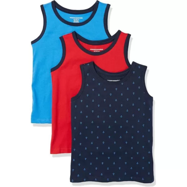 Amazon Essentials Boys and Toddlers Sleeveless Tank Tops Multipacks3 BlueNavy AnchorRed