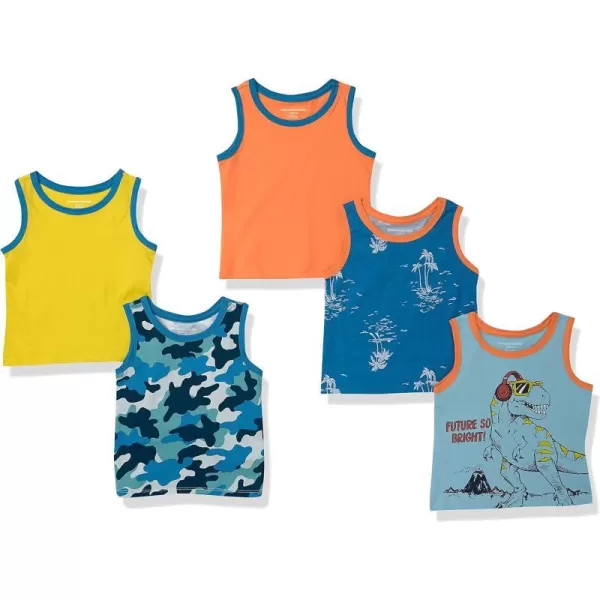 Amazon Essentials Boys and Toddlers Sleeveless Tank Tops Multipacks5 Dinosaur