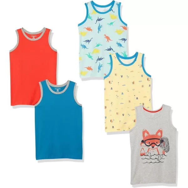 Amazon Essentials Boys and Toddlers Sleeveless Tank Tops Multipacks5 Fox