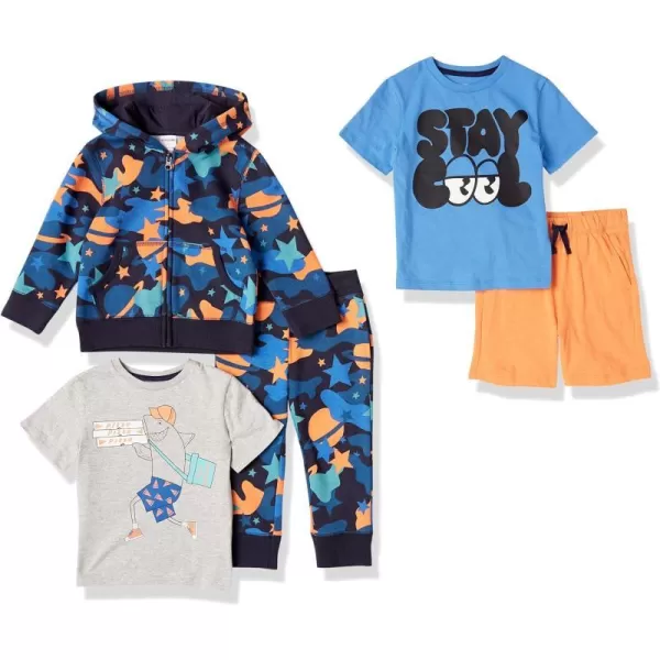 Amazon Essentials Boys and Toddlers Sweatsuit TShirts Shorts MixandMatch OutfitGift Sets Previously Spotted ZebraSpaceCamo