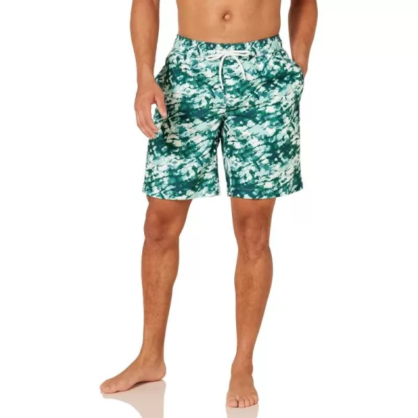 Amazon Essentials Mens 9 QuickDry Swim TrunkAqua Green Tie Dye