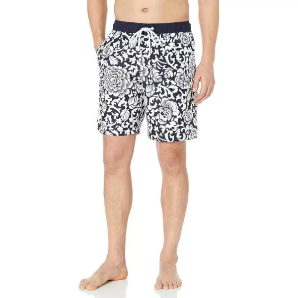 Amazon Essentials Mens 9 QuickDry Swim TrunkBlack Floral