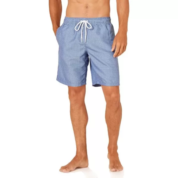 Amazon Essentials Mens 9 QuickDry Swim TrunkBlue Geometric Print