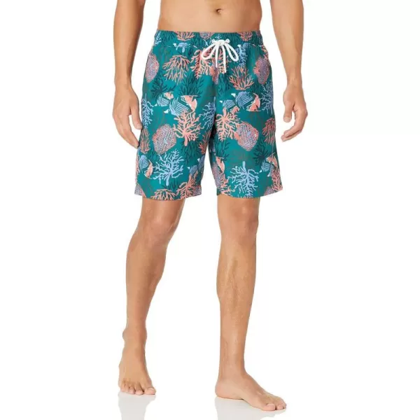 Amazon Essentials Mens 9 QuickDry Swim TrunkCoral Orange