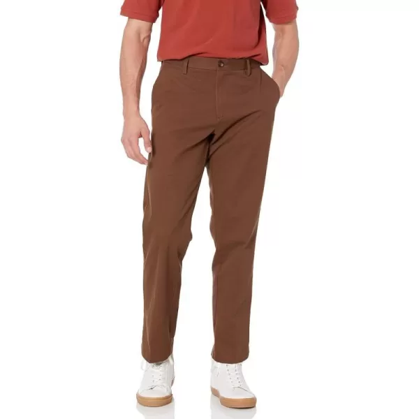 Amazon Essentials Mens ClassicFit WrinkleResistant FlatFront Chino Pant Available in Big  TallBrown