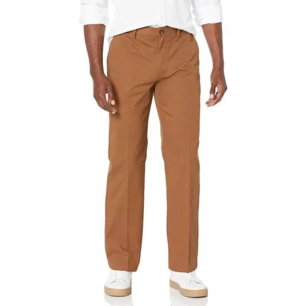 Amazon Essentials Mens ClassicFit WrinkleResistant FlatFront Chino Pant Available in Big  TallDark Khaki Brown