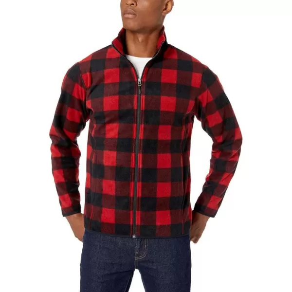 Amazon Essentials Mens FullZip Polar Fleece Jacket Available in Big amp TallPolyester Black Red Buffalo Plaid