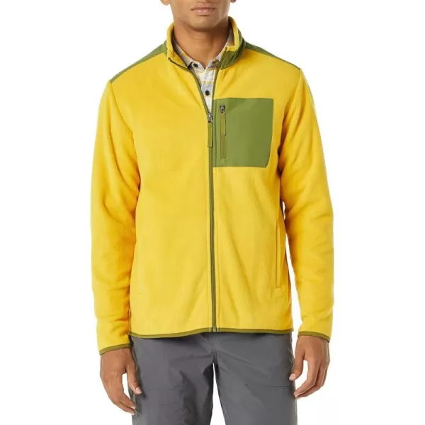 Amazon Essentials Mens FullZip Polar Fleece Jacket Available in Big amp TallPolyester GoldGreen Color Block