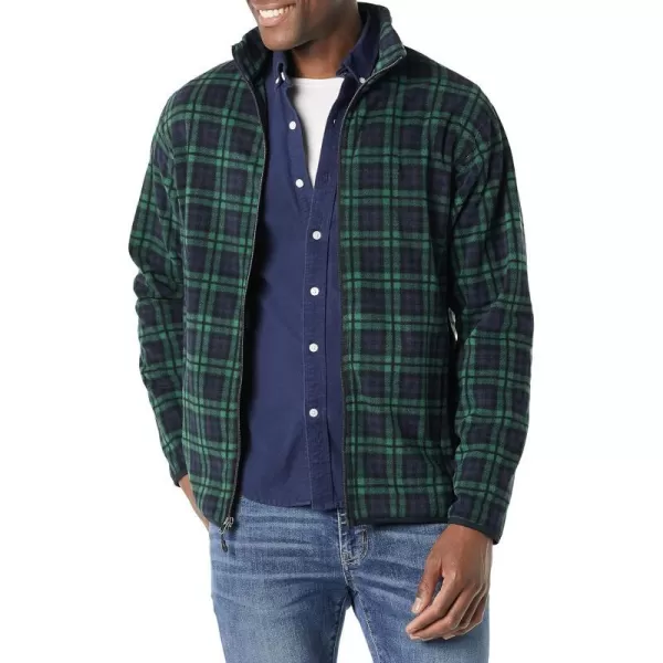 Amazon Essentials Mens FullZip Polar Fleece Jacket Available in Big amp TallPolyester NavyGreen Plaid