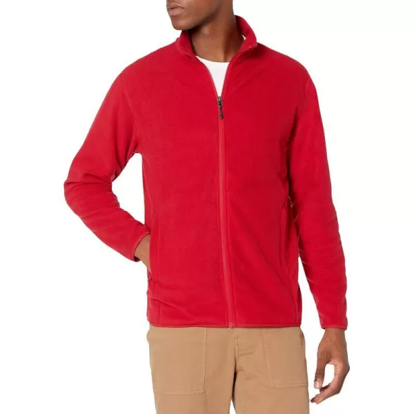 Amazon Essentials Mens FullZip Polar Fleece Jacket Available in Big amp TallRecycled Polyester Red